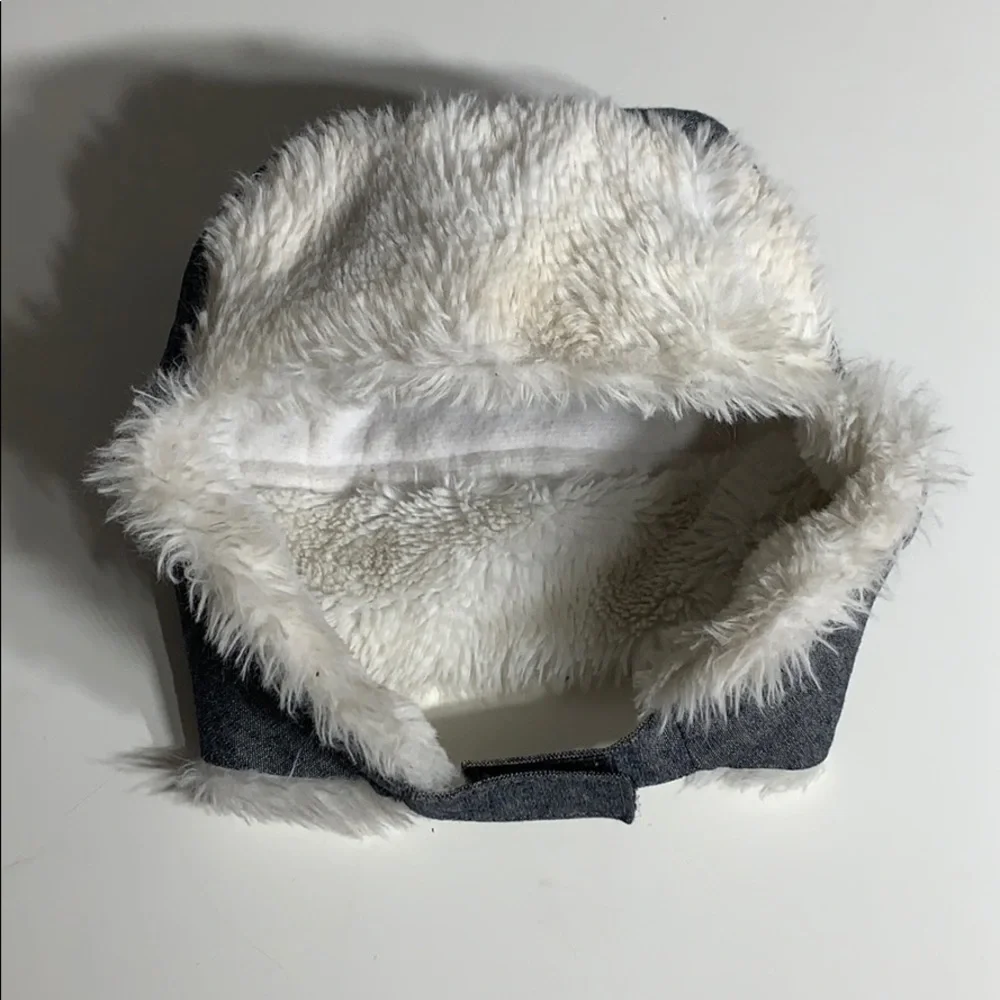 WonderKids Infant grey Fuzzy Ear Flap Hat With Velcro Strap winter outer
